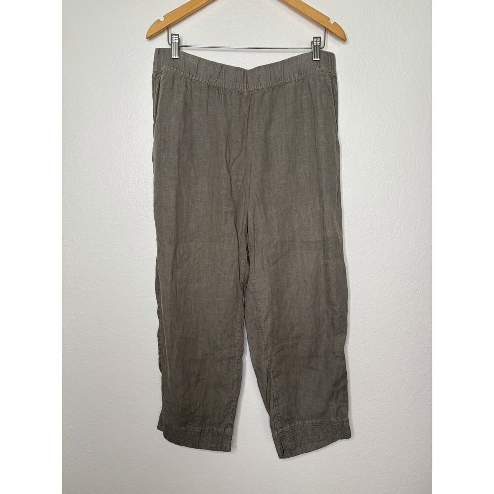 Pure Jill Linen Cropped Pant Garment Dyed Linen Size Medium Tall Minimalist